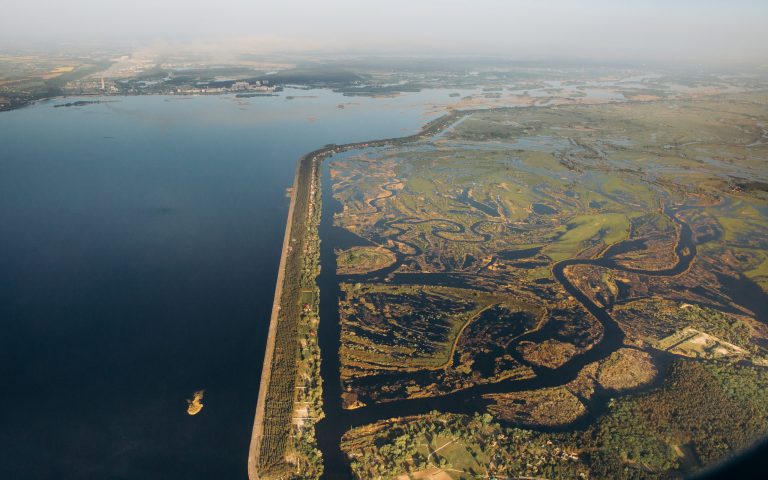 reservoir canals and dams artificially made by people